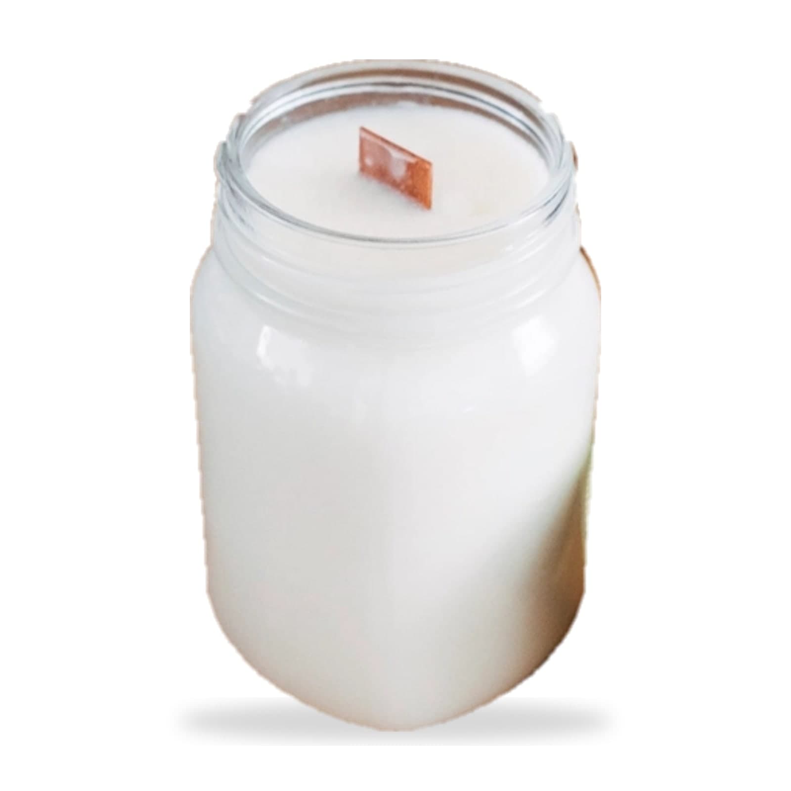 Demonstração fundo branco: vela aromática em pote de vidro